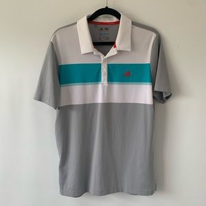 Gray Mens Microfiber Adidas Polo